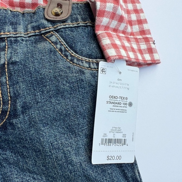 Red Checkered Kids bodysuit with Suspenders - Picture 5 of 10